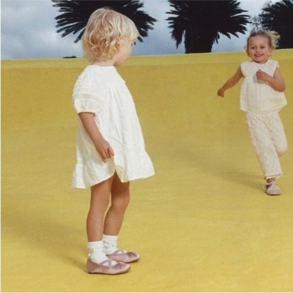 Zara Cotton Off White Puff Sleeve Baby Doll Kids Dress - Picture 4 of 13